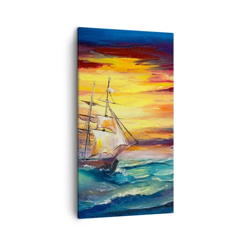 Quadro em tela - Corajosamente contra as ondas - 45x80 cm