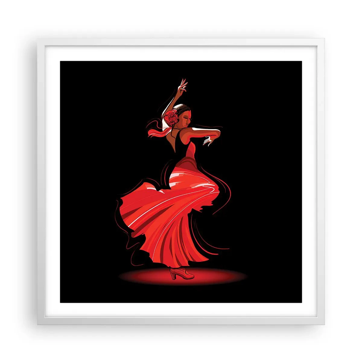 Pôster em moldura branca - O espírito ardente do flamenco - 60x60 cm