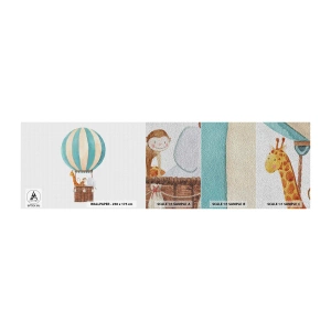 Amostra de papel de parede Premium Sand - Viagem fantástica - Balão, Para crianças, Vintage - 100x30 cm