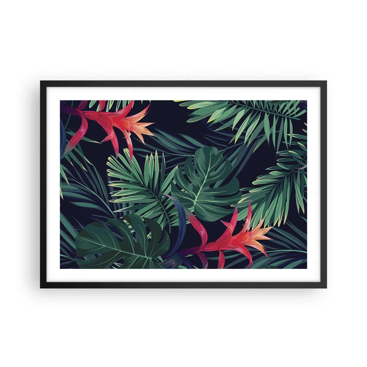 Pôster com moldura preta - Queimar em verde - 70x50 cm