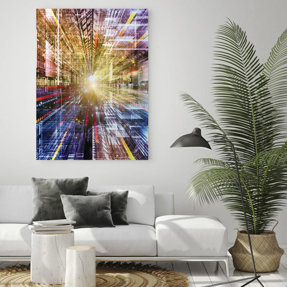 Quadro em vidro - Corredor de luz - 80x120 cm