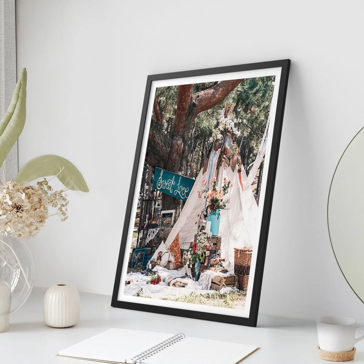 Pôster com moldura preta - Make love… - 70x100 cm