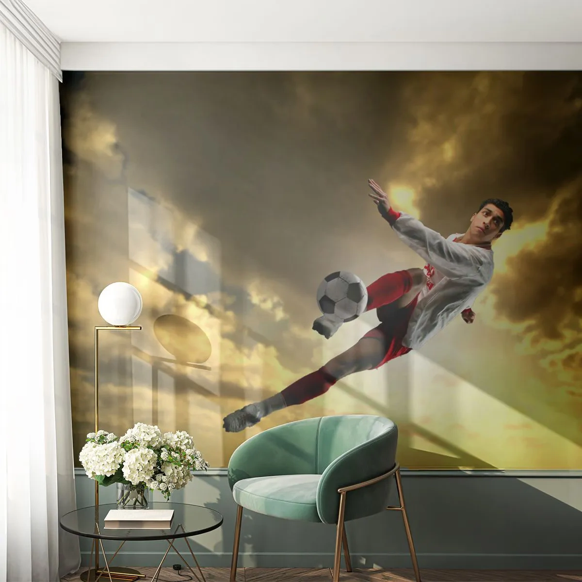 Papel de Parede Premium Canvas - O céu do futebol - Esporte, Jogador de futebol, Futebol - 250x175 cm