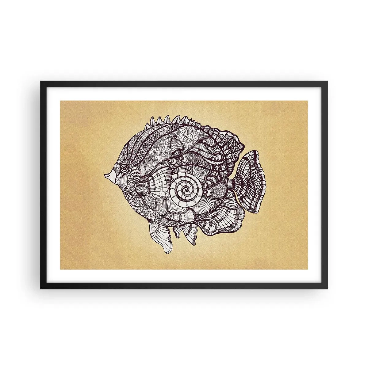 Pôster com moldura preta - De um oceano de enfeites - 70x50 cm