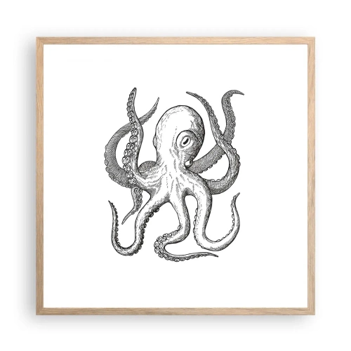 Pôster com moldura de carvalho claro - Dançando com as ondas - 60x60 cm