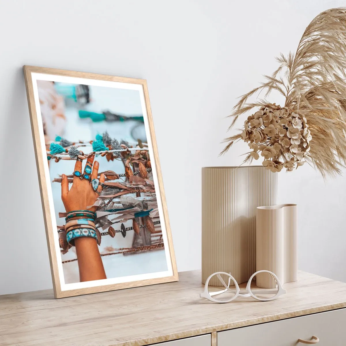 Pôster com moldura de carvalho claro - Tesouros locais - 70x100 cm