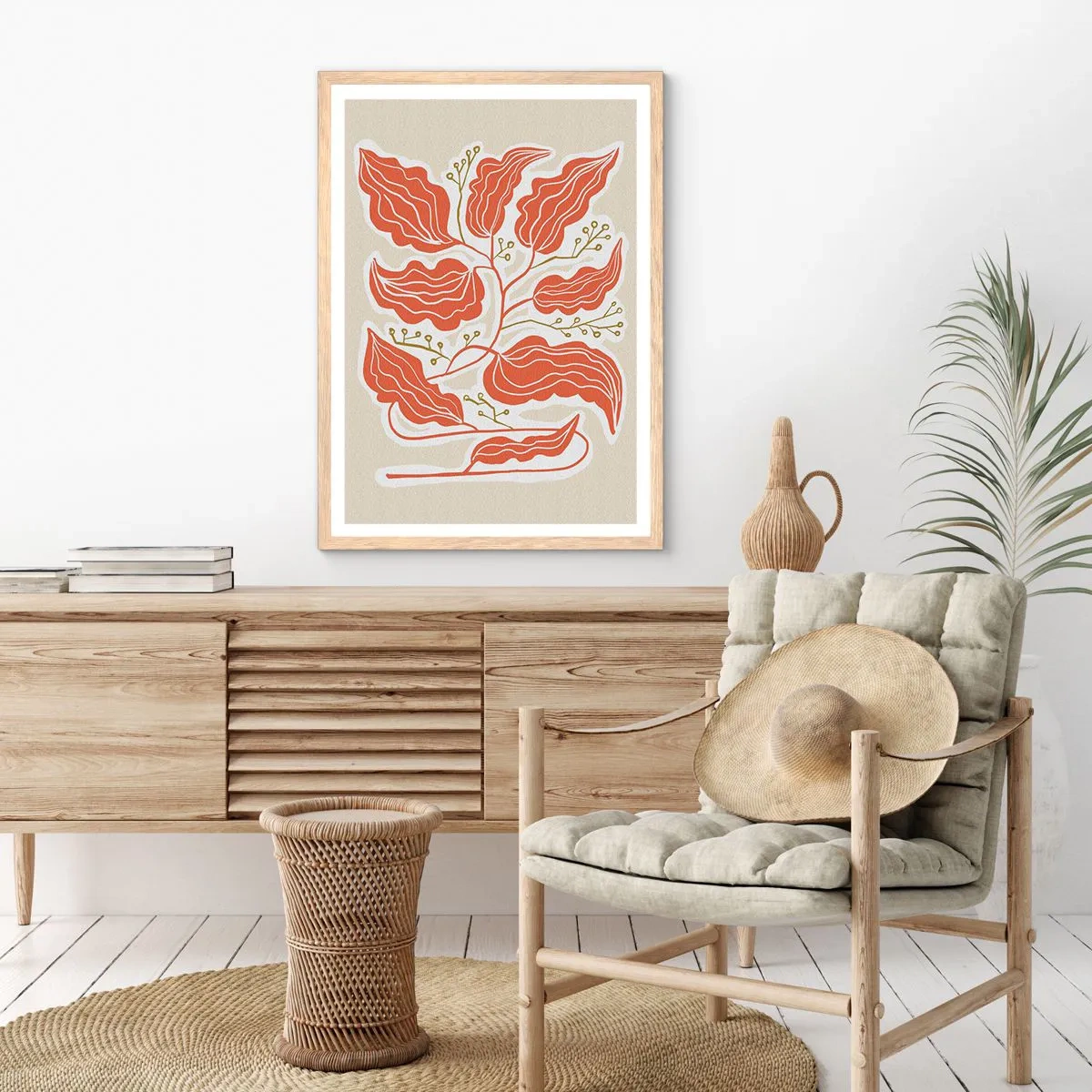 Pôster com moldura de carvalho claro - Folclórico e coral - 61x91 cm