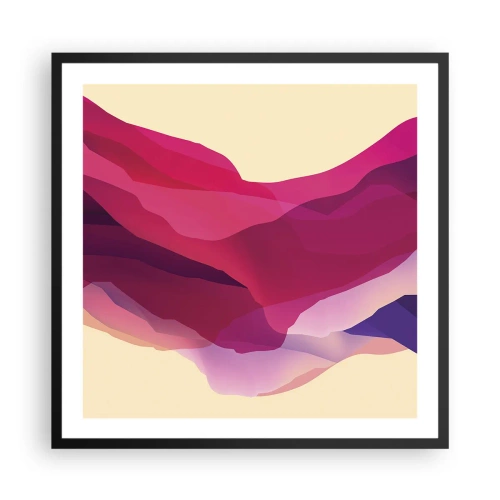 Pôster com moldura preta - Ondas de roxo - 60x60 cm