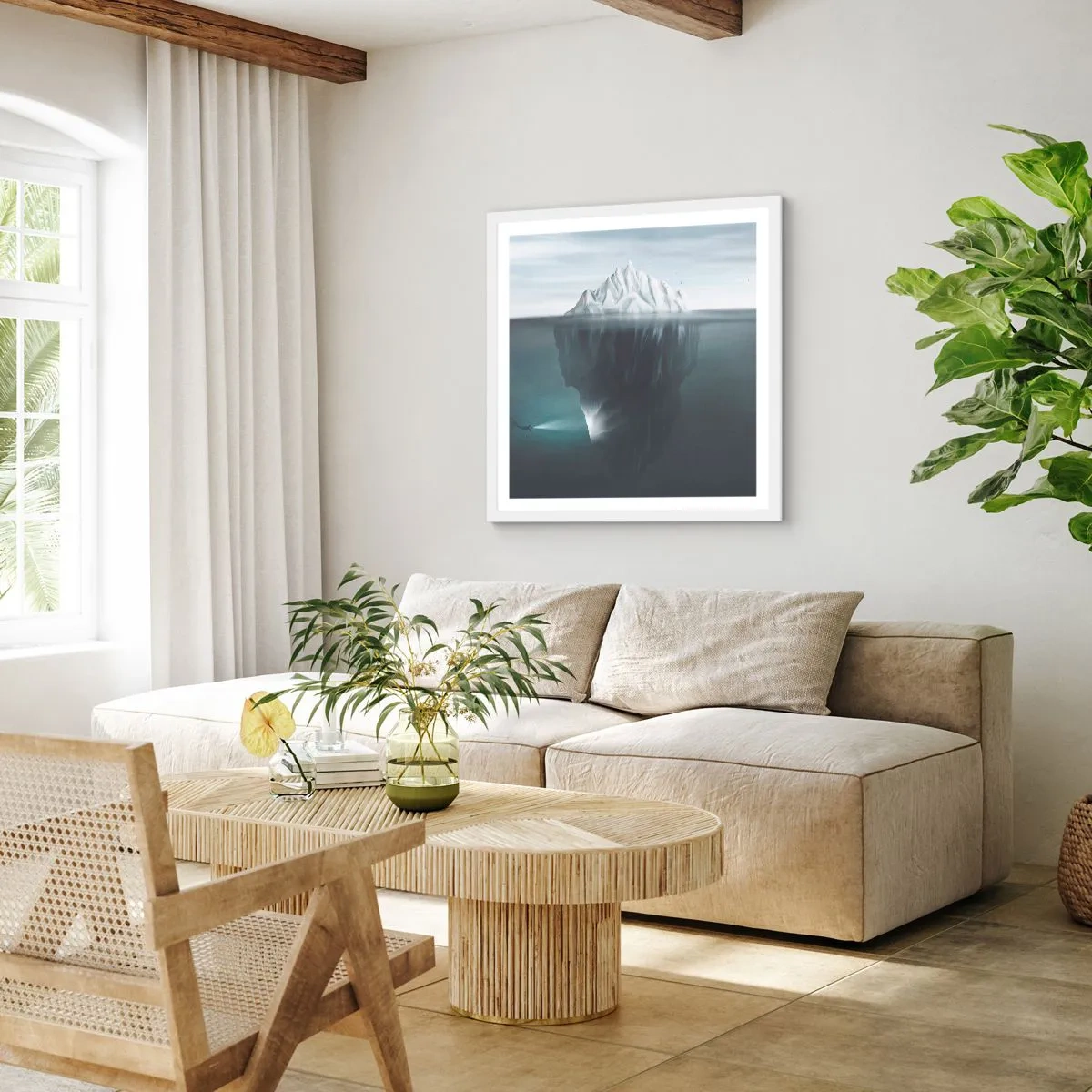 Pôster em moldura branca - Mistério subaquático - 40x40 cm