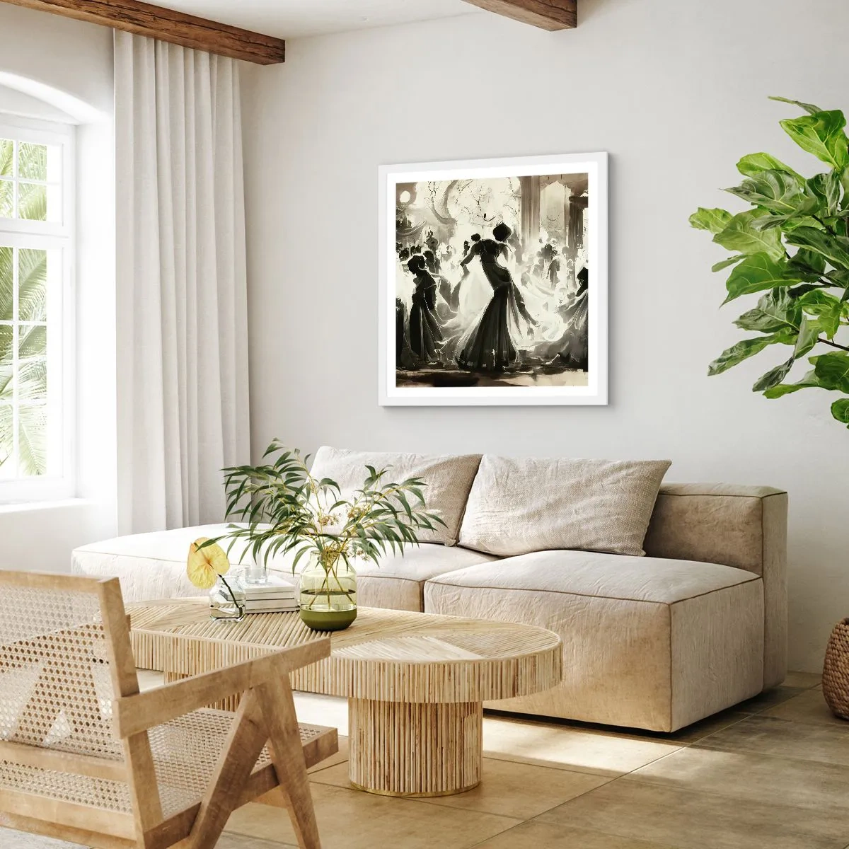 Pôster em moldura branca - O grande baile de máscaras - 60x60 cm