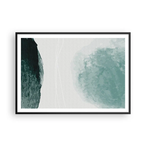 Pôster com moldura preta - Encontro com a neblina - 100x70 cm