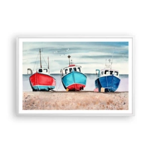 Pôster em moldura branca - Pronto para pescar - 91x61 cm