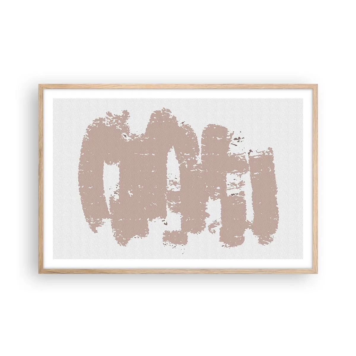 Pôster com moldura de carvalho claro - Abstração em rosa suave - 91x61 cm