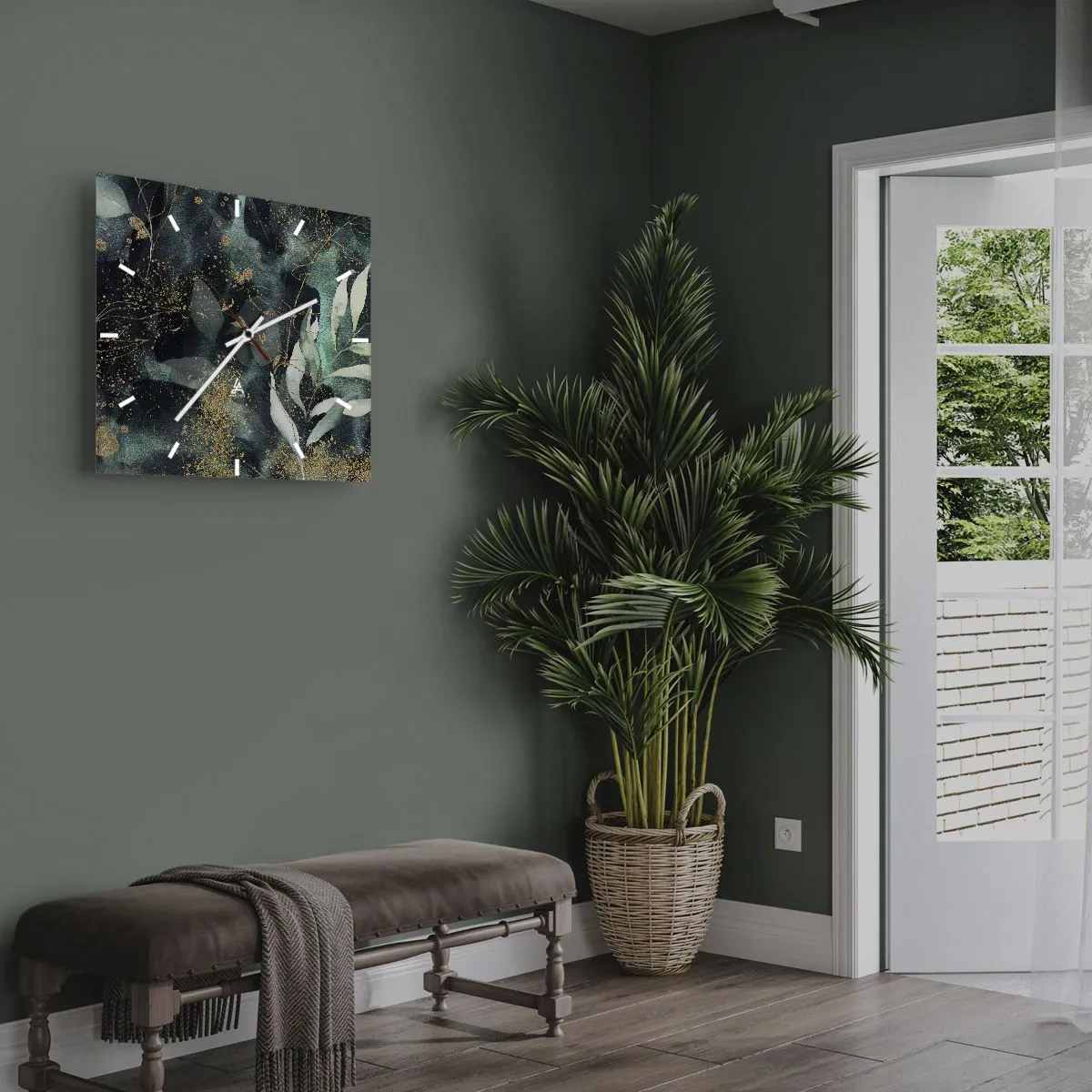 Relógio de parede - Relógio em vidro - Jardim Mágico - 40x40 cm