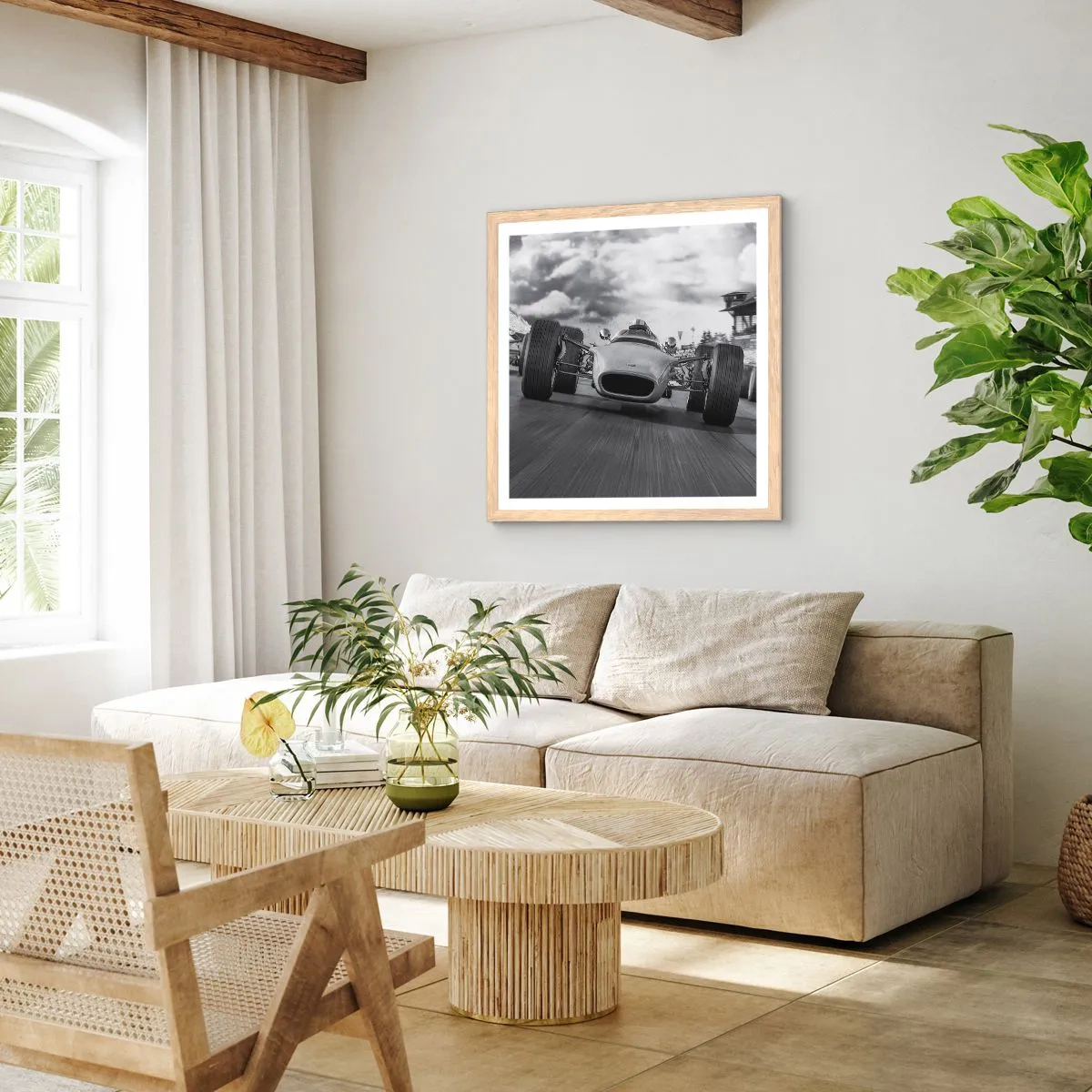 Pôster com moldura de carvalho claro - O ronco do motor - 60x60 cm