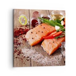 Quadro em tela - Aventura norueguesa na cozinha - 70x70 cm