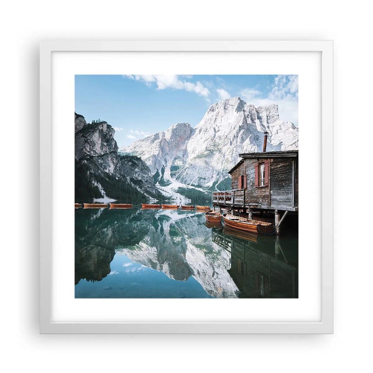 Pôster em moldura branca - Manhã cristalina nas montanhas - 40x40 cm