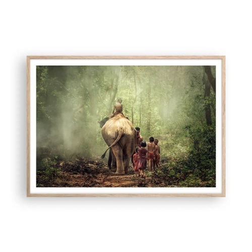 Pôster com moldura de carvalho claro - Novo Livro da Selva - 100x70 cm