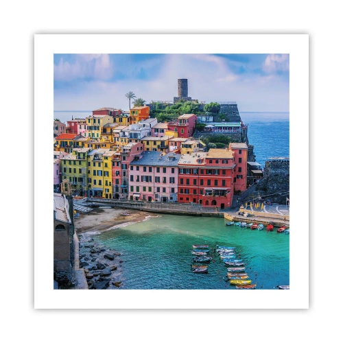 Pôster - Cidade mágica mediterrânea - 50x50 cm