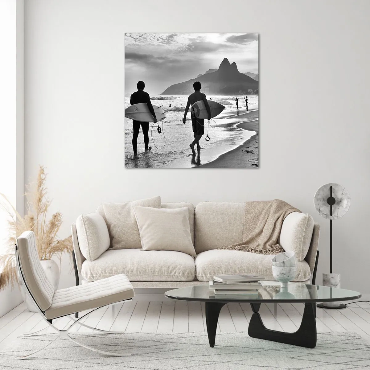 Quadro em vidro - Samba para uma onda - 50x50 cm