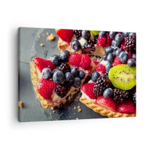 Quadro em tela - Torta colorida com frutas e creme - 70x50cm - Dolce vita! - Decoração de parede moderna para a sala de estar e quarto ARTTOR
