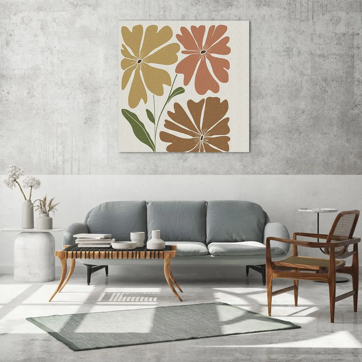 Quadro em vidro - Natureza e geometria - 70x70 cm