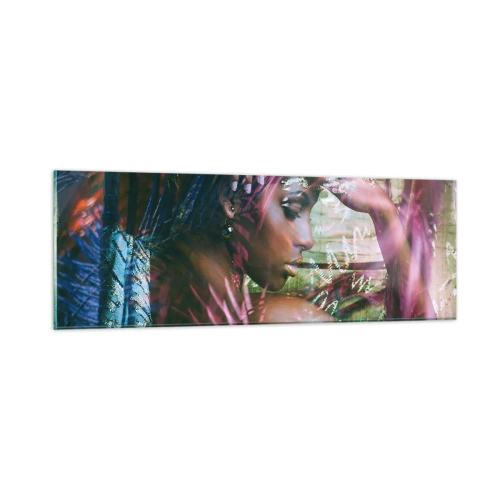 Quadro em vidro - Mãe Natureza na selva - 90x30 cm