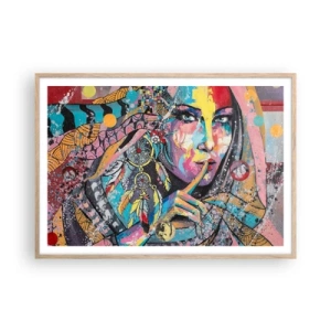 Pôster com moldura de carvalho claro - Fique em silêncio até compreender - 100x70 cm