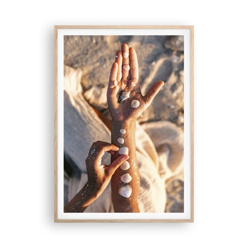 Pôster com moldura de carvalho claro - Beleza na ponta dos dedos - 70x100 cm