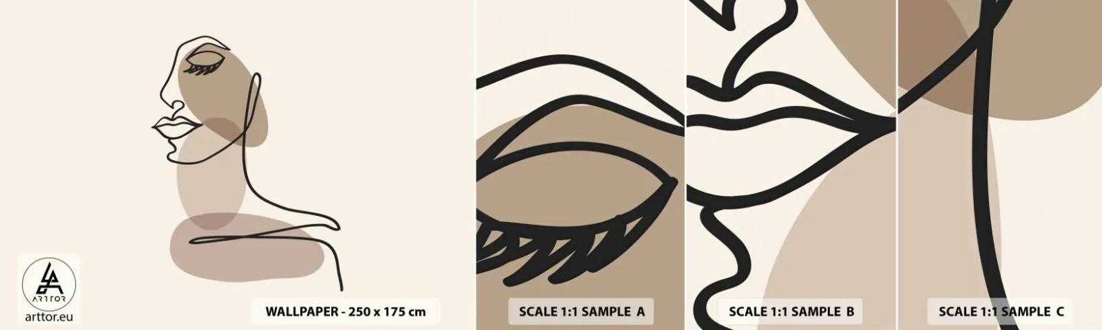 Amostra de Papel de Parede Standard Eco - Ouvindo-se a si própria - Abstração, Rosto de Mulher, Gráficos - 100x30 cm