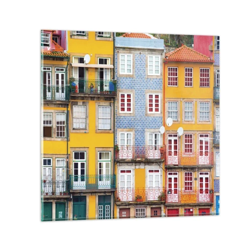 Quadro em vidro - Cores da cidade velha - 40x40 cm