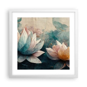 Pôster em moldura branca - Estrelas do lago - 40x40 cm