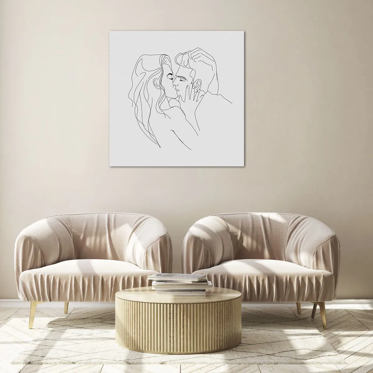 Quadro em vidro - Com a mesma linha - 50x50 cm