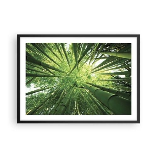 Pôster com moldura preta - Em um bosque de bambu - 70x50 cm
