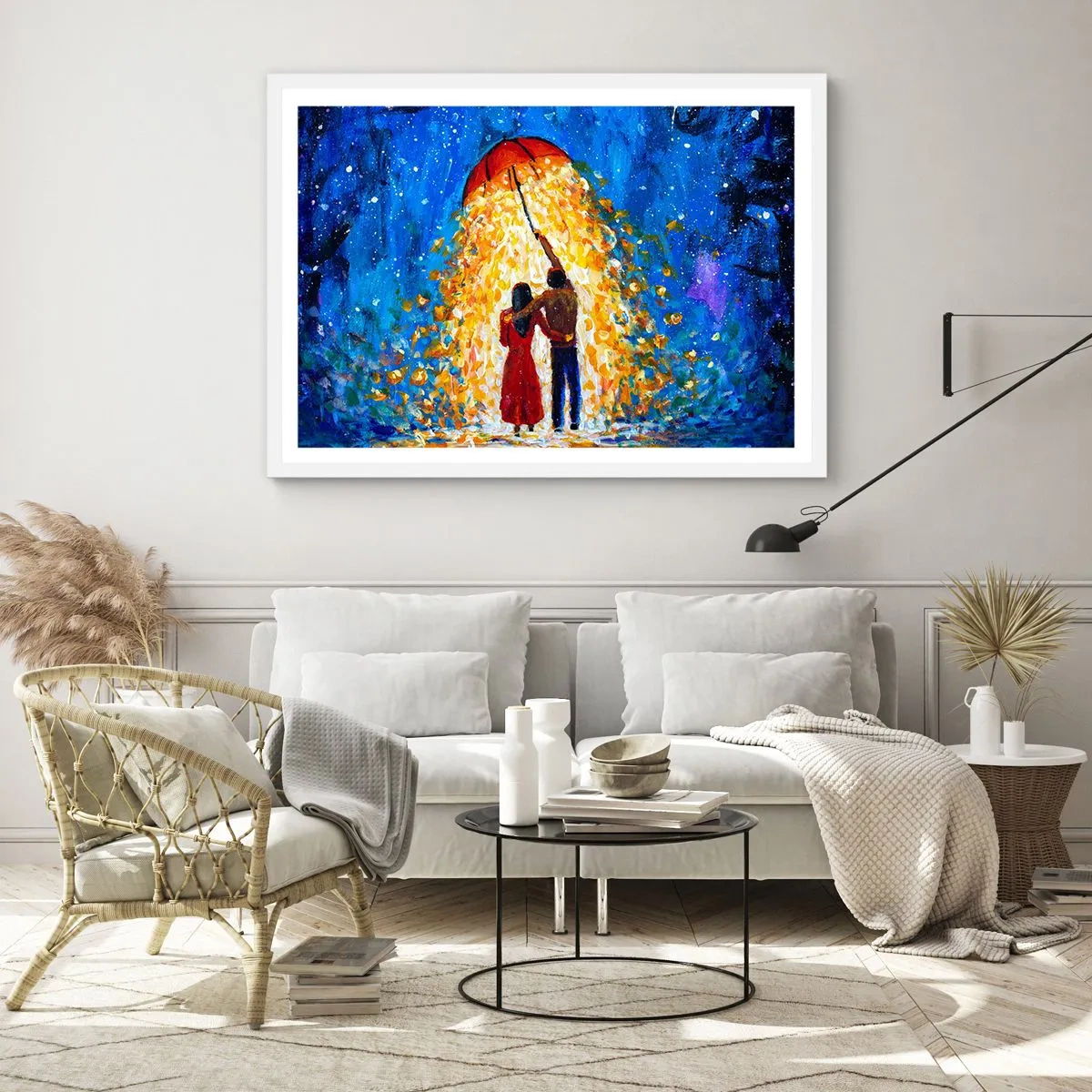 Pôster em moldura branca - A magia de uma noite chuvosa? - 70x50 cm