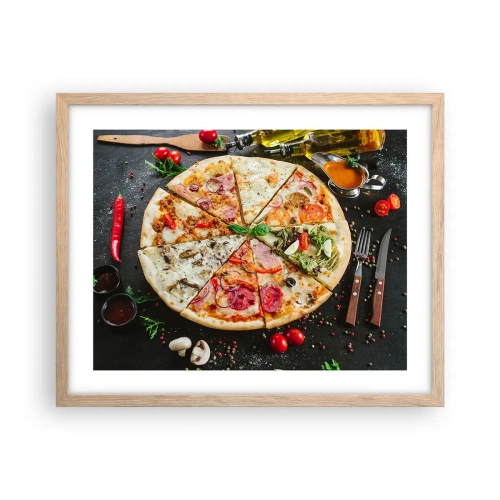 Pôster com moldura de carvalho claro - Gama de sabores - 50x40 cm
