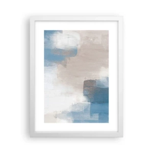 Pôster em moldura branca - Abstração rosa atrás da cortina azul - 30x40 cm