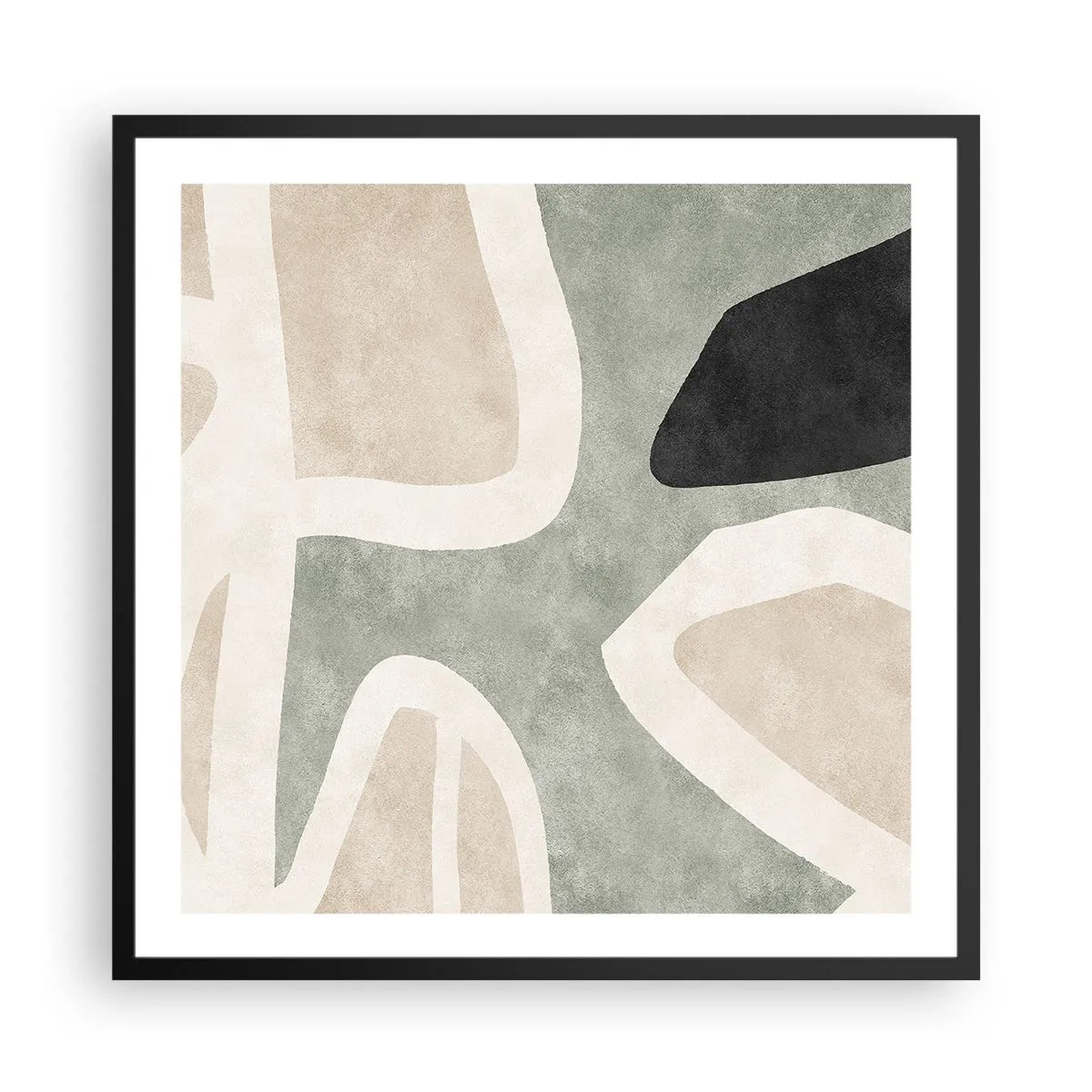 Pôster com moldura preta - Composição com motivo preto - 60x60 cm