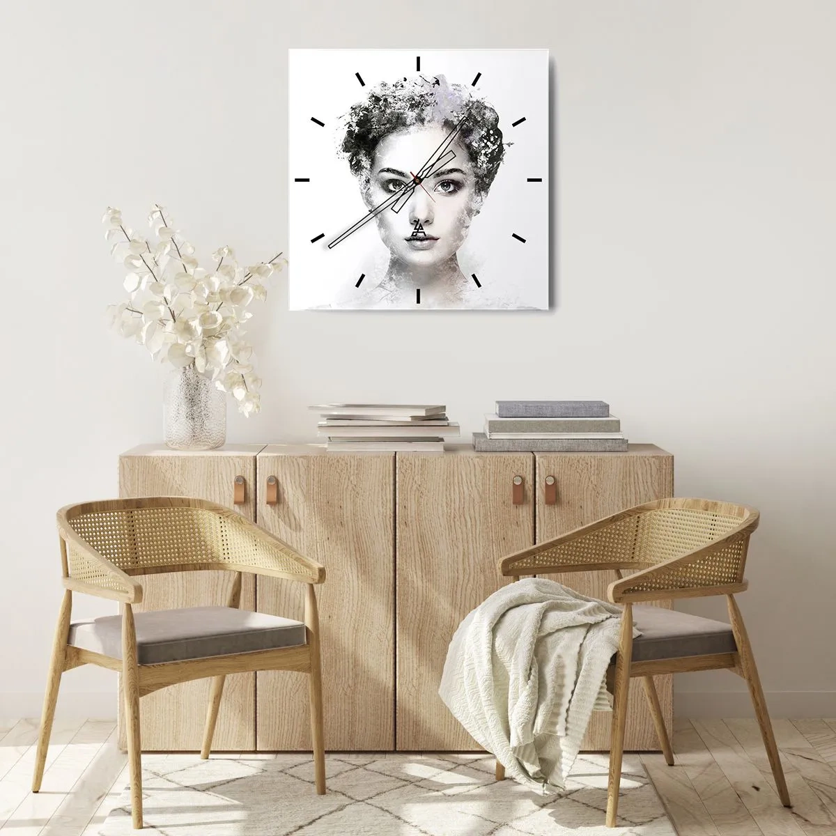 Relógio de parede - Relógio em vidro - Um retrato extremamente elegante - 30x30 cm