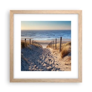 Pôster com moldura de carvalho claro - O som do mar, o canto dos pássaros, a praia selvagem entre a relva... - 30x30 cm