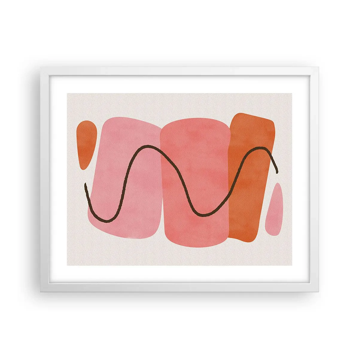 Pôster em moldura branca - Movimento suave de formas - 50x40 cm