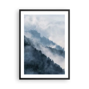 Pôster com moldura preta - Montanhas enevoadas cobertas de floresta - 50x70cm - Misticismo das montanhas - Decoração de parede moderna para a sala de estar e quarto ARTTOR