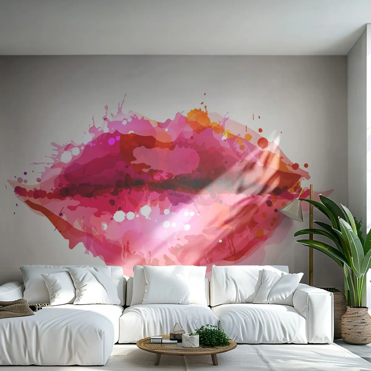 Papel de Parede Autocolante Deluxe Sticker - Mais vermelho que o vermelho - Abstração, lábios vermelhos, Pedaço - 250x175 cm