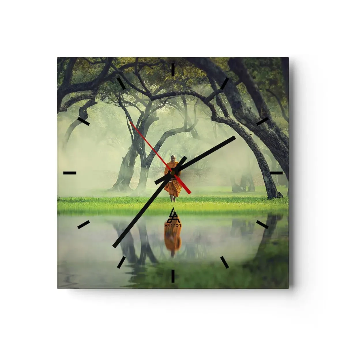 Relógio de parede - Relógio em vidro - A caminho da iluminação - 30x30 cm