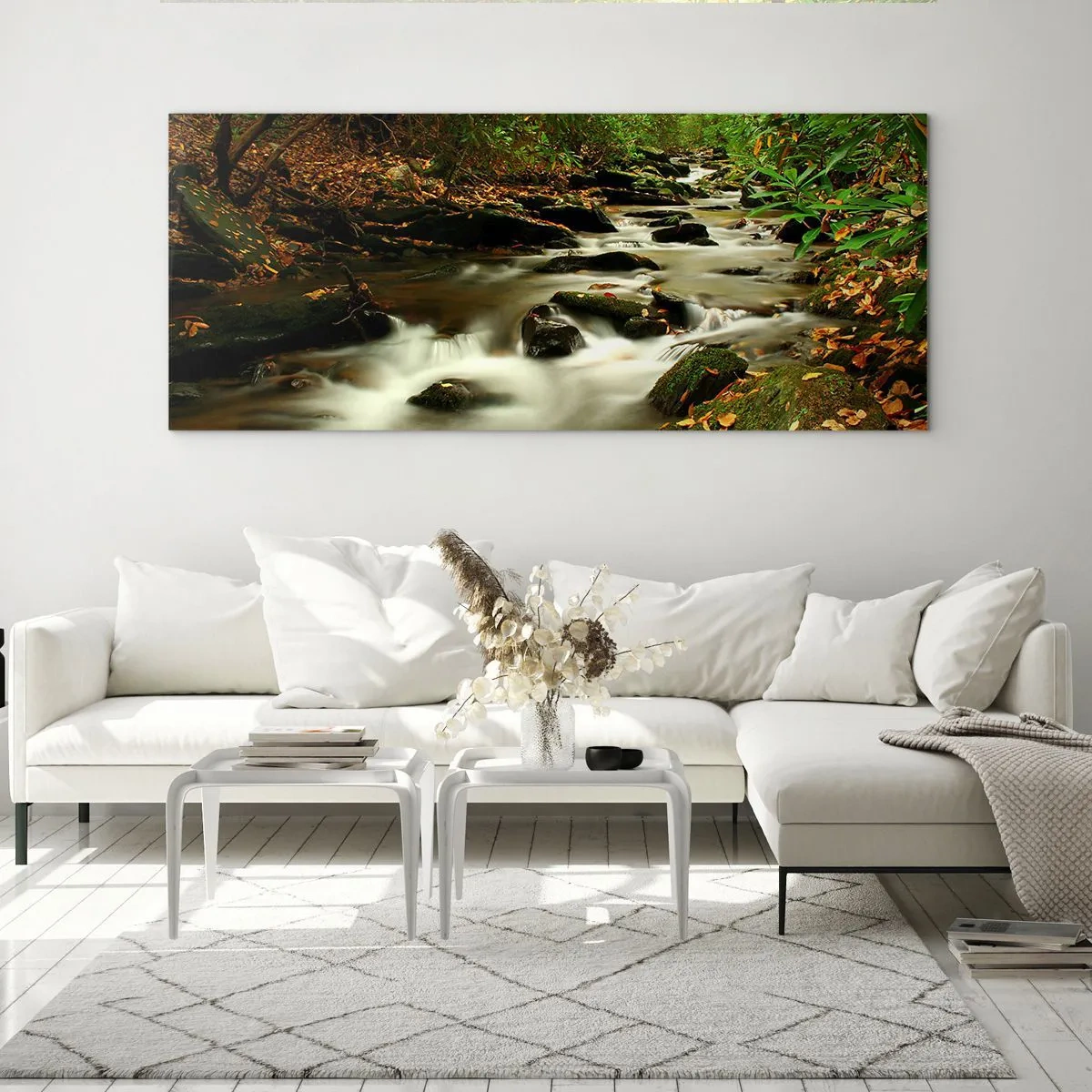 Quadro em vidro - Como prata líquida - 90x30 cm