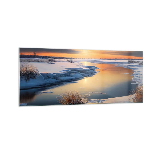 Quadro em vidro - Pôr do sol de inverno - 100x40 cm