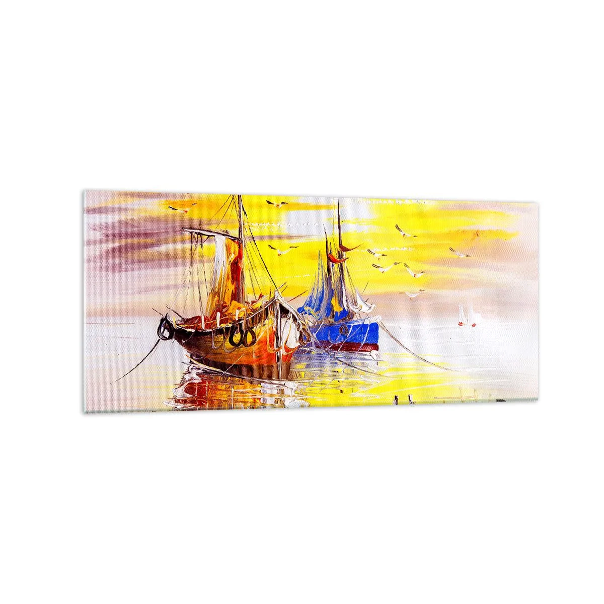 Quadro em vidro - Um merecido descanso no porto - 120x50 cm