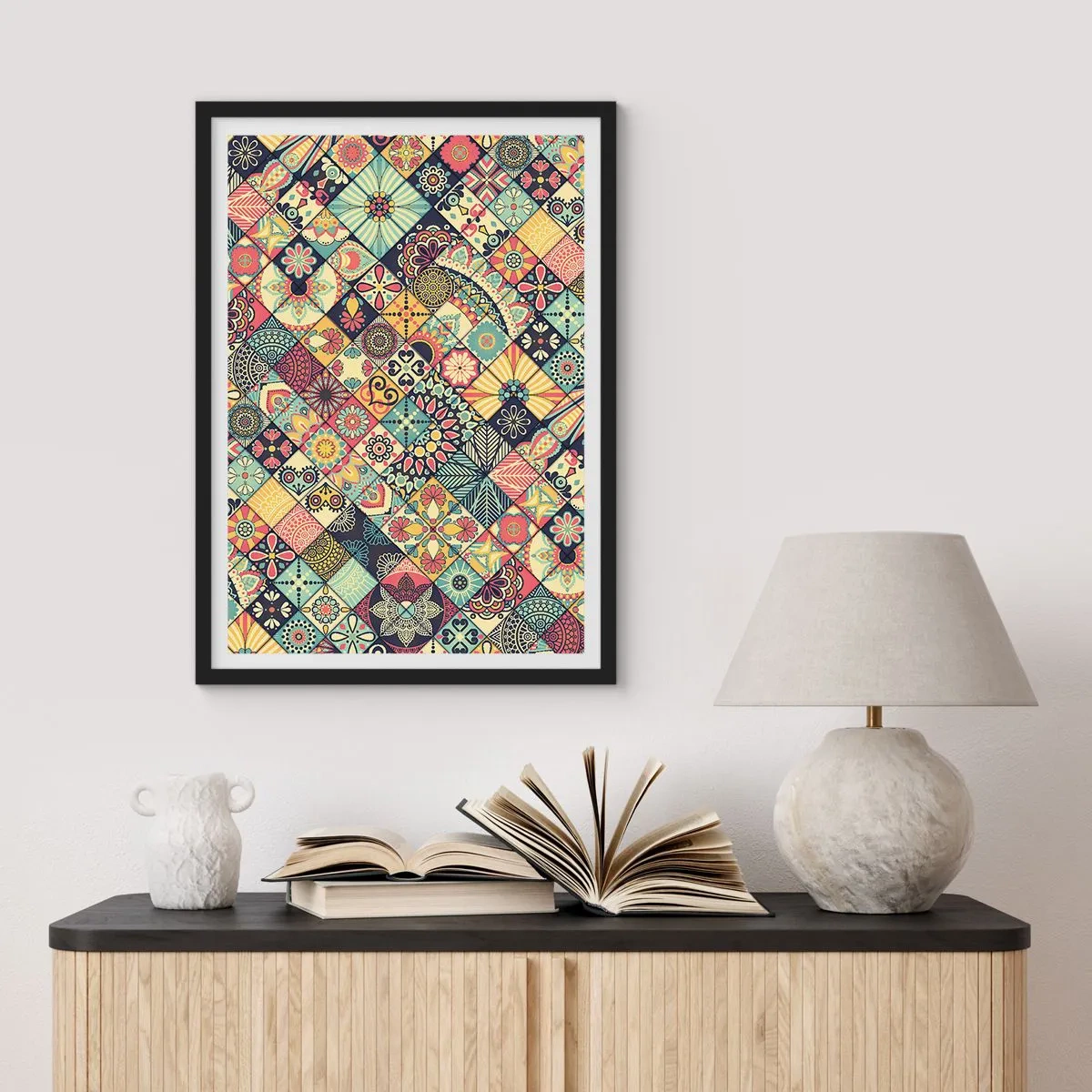 Pôster com moldura preta - Vibrações marroquinas - 40x50 cm