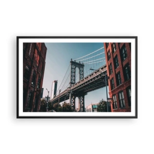 Pôster com moldura preta - Sobre as ondas da cidade - 91x61 cm