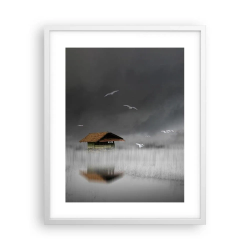 Pôster em moldura branca - Abrigo da chuva - 40x50 cm